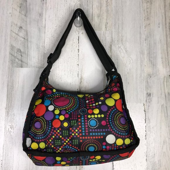 Colorful polka dot nylon shoulder bag tote - Picture 2 of 7